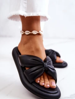 Damskie Modne Skórzane Klapki Czarne Savirra