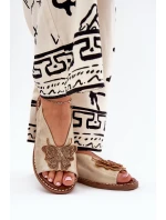 Sandały Damskie Na Płaskim Obcasie Z Ozdobą Złote Setorina