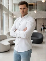 Pánska biela vzorovaná košeľa slim fit FashionStreet DX2693