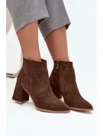 Prírodné semišové čižmy s vysokým vyhrievaným podpätkom hnedé Zazoo 3128 Prírodné semišové čižmy s vysokým vyhrievaným podpätkom hnedé Zazoo 3128