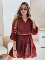 Letné mušelínové šaty LYVONNE bordová FashionStreet EY2614
