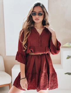 Letné mušelínové šaty LYVONNE bordová FashionStreet EY2614