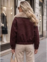 Dámska zimná semišová bunda s kožušinou, vínová, FashionStreet TY5696 Dámska zimná semišová bunda s kožušinou, vínová, FashionStreet TY5696