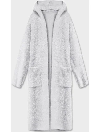 Svetlosivý dlhý vlnený prehoz cez oblečenie typu alpaka s kapucňou (M105-1) Svetlosivý dlhý vlnený prehoz cez oblečenie typu alpaka s kapucňou (M105-1)