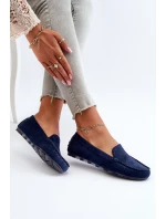 Damskie Zamszowe Mokasyny Granatowe Ranica
