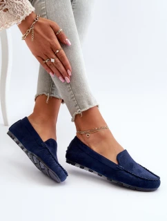 Damskie Zamszowe Mokasyny Granatowe Ranica
