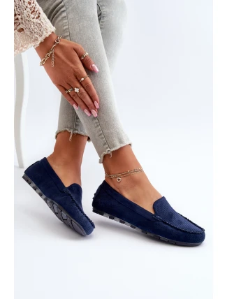 Damskie Zamszowe Mokasyny Granatowe Ranica