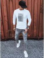Pánska biela mikina s potlačou FashionStreet BX5354