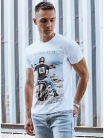 Pánske bavlnené tričko s potlačou biele FashionStreet RX5535