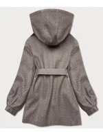 Dámska hnedá bunda so vzorom rybej kosti (2726) Dámska hnedá bunda so vzorom rybej kosti (2726)