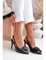 Lakierowane Szpilki Z Odkrytą Piętą Czarne Auroravia