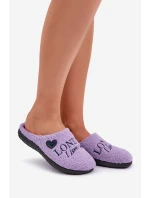 Dámske papuče s nápisom a kožušinou typu lamb Purple Inblu ET000027