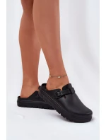 Piankowe Klapki Damskie Z Paskiem I Klamrą Czarne Larinie