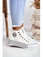 Dámske vysoké tenisky GG274013 White with Black - Big Star Dámske vysoké tenisky GG274013 White with Black - Big Star