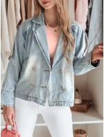 Dámska nadrozmerná džínsová bunda OVERSOLI modrá FashionStreet TY4904