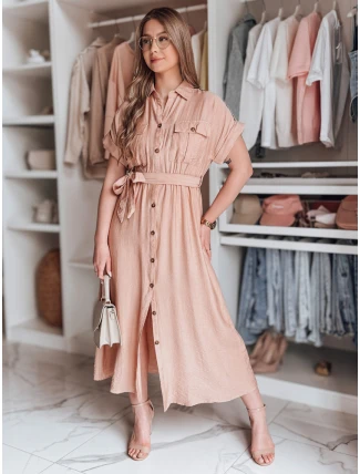 SUNNI LOVE ružové ľanové maxi šaty FashionStreet EY2609 SUNNI LOVE ružové ľanové maxi šaty FashionStreet EY2609
