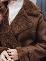 Dámsky zimný kabát CHICFROST dlhý hnedý kožený FashionStreet TY4992