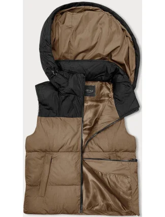 Dámska krátka vesta s kapucňou j.style dark beige-black (16M9112-84) Dámska krátka vesta s kapucňou j.style dark beige-black (16M9112-84)