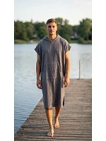 Pánske vafľové pončo Saimaa s kapucňou, farba Organic Grey Pánske vafľové pončo Saimaa s kapucňou, farba Organic Grey