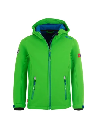 Detská softshellová bunda TrollKids Trollfjord Jacket bright green/med blue vetruodolná zelená (161-304)