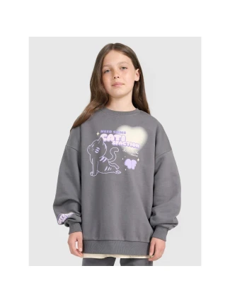 Dievčenská oversize mikina bez kapucne 4F 4FJRAW25TSWSF2438-22S