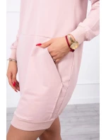 Šaty s kapucňou tmavo púdrovo ružové