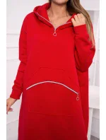 Zateplené šaty s kapucňou červené