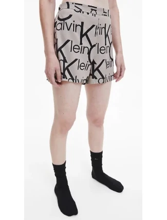 Dámske pyžamové kraťasy QS6851E 5VM béžová/čierna - Calvin Klein Dámske pyžamové kraťasy QS6851E 5VM béžová/čierna - Calvin Klein