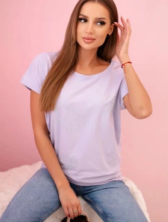 Dámska blúzka s krátkym rukávom a kamienkami fialová