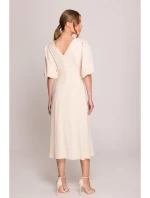 S400 Šaty s puzdrovými rukávmi - krémové S400 Šaty s puzdrovými rukávmi - krémové