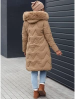 VEONI dámska zimná dlhá prešívaná bunda s kapucňou light beige FashionStreet TY4718