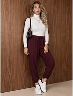 Dámske joggerové nohavice s gumou v páse, bordové, FashionStreet UY3153 Dámske joggerové nohavice s gumou v páse, bordové, FashionStreet UY3153