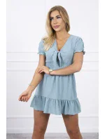 Šaty s viazaným výstrihom do V morsky modrej