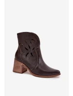 Botki Damskie Ażurowe Z Naturalnej Skóry Na Słupku Zazoo 3690 Czekoladowe Botki Damskie Ażurowe Z Naturalnej Skóry Na Słupku Zazoo 3690 Czekoladowe