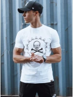 Pánske bavlnené tričko s potlačou biele FashionStreet RX5581 Pánske bavlnené tričko s potlačou biele FashionStreet RX5581