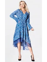 Svetlomodré vzdušné dámske šaty s ozdobnou spodnou časťou Ann Gissy (DLY017)