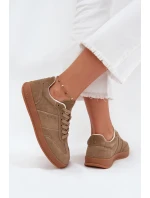 Zamszowe Sneakersy Damskie Big Star SS274675 HI-POLY SYSTEM Beżowe