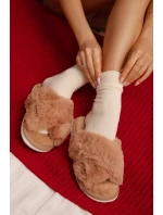 Kožušinové domáce papuče pre ženy s prepletenými remienkami Camel Quenelle Kožušinové domáce papuče pre ženy s prepletenými remienkami Camel Quenelle