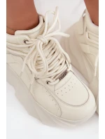 Sneakersy Damskie Skóra Naturalna GOE SS2N4037 Zgaszona Biel