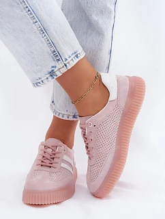 Dámske kožené semišové tenisky na platforme Pink Artelle
