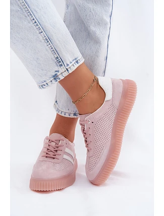 Dámske kožené semišové tenisky na platforme Pink Artelle Dámske kožené semišové tenisky na platforme Pink Artelle