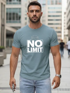 Pánske bavlnené tričko s potlačou No limit petrol FashionStreet NX0129R