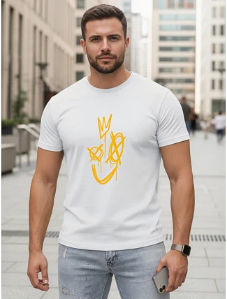 Pánske bavlnené tričko s potlačou Smile Crown white FashionStreet NX0138R Pánske bavlnené tričko s potlačou Smile Crown white FashionStreet NX0138R