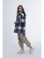 Svetlomodrá dámska károvaná košeľová bunda (AG3-1813) Svetlomodrá dámska károvaná košeľová bunda (AG3-1813)