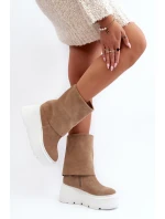 Zazoo 3410 Zamszowe Damskie Botki Na Masywnej Platformie Beżowe Zazoo 3410 Zamszowe Damskie Botki Na Masywnej Platformie Beżowe