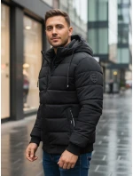 Pánska prešívaná zimná bunda s kapucňou čierna FashionStreet TX5094 Pánska prešívaná zimná bunda s kapucňou čierna FashionStreet TX5094