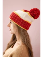 Dámska čiapka Kinga K297 red+mustard+ecru