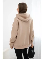 Zateplená bavlnená mikina s kapucňou Love dark beige Zateplená bavlnená mikina s kapucňou Love dark beige