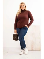 Dámske Plus veľkosť viskózový sveter s klasickým strihom Brown