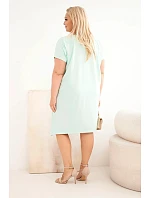 Dámske bavlnené šaty Plus Size s brošňou a výstrihom Mint Dámske bavlnené šaty Plus Size s brošňou a výstrihom Mint
